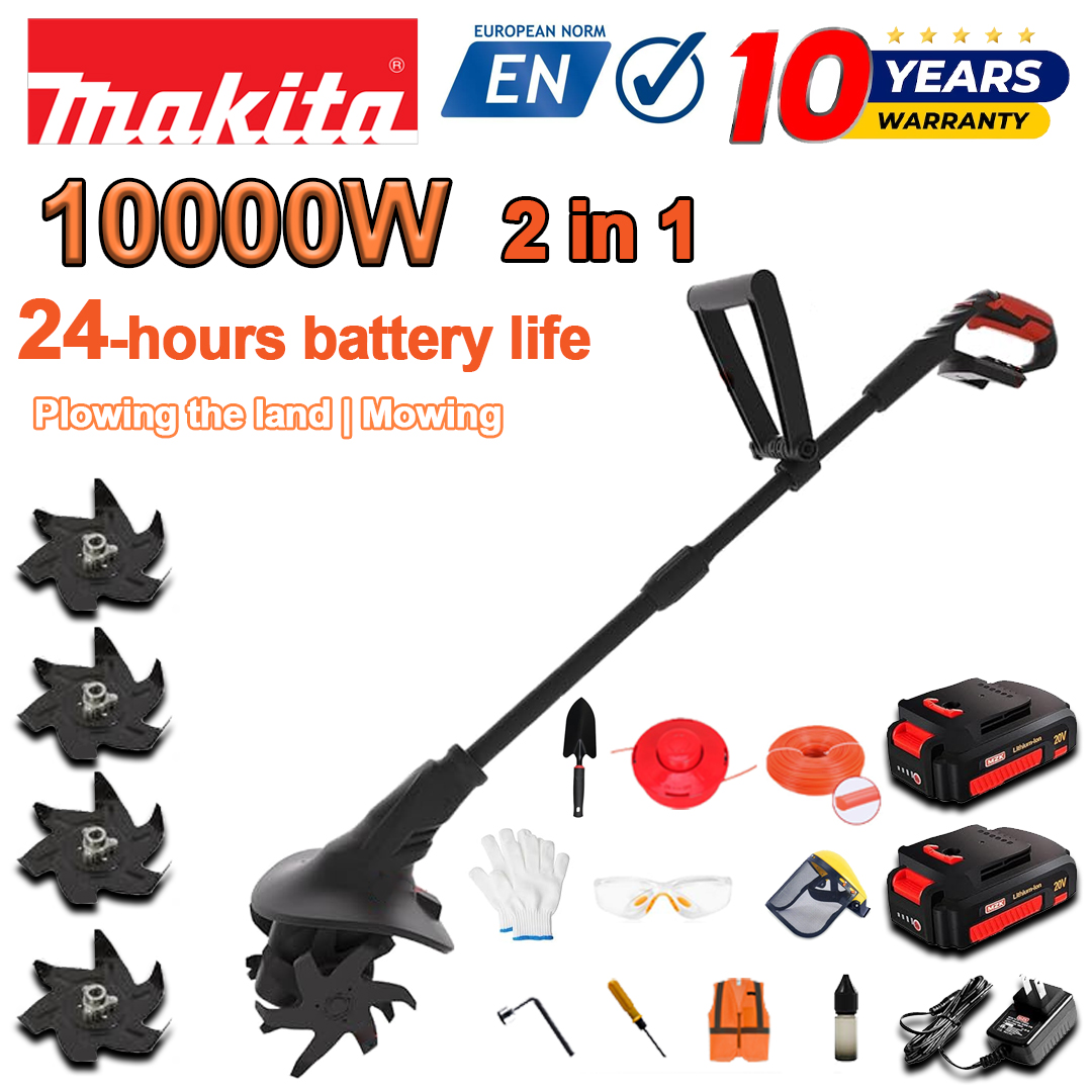 (Življenjska doba baterije 24 ur) 10000 W plug + 96 V litijeva baterija * 2 + hitri polnilnik * 1 + lopata * 1 + nož ​​za plug * 4 + rezalna plošča * 1 + rezalna vrv * 1 + razni dodatki